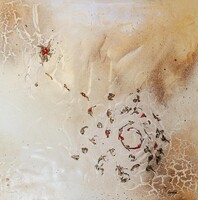 48-technique mixte caf&eacute; brou de noix r&eacute;sine sur dibond 50 x 50 cm