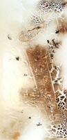 47-technique mixte caf&eacute; brou de noix r&eacute;sine sur toile 50 x 100 cm