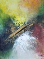60-peinture et sculpture et pigments sur toile 40 x 30 cm