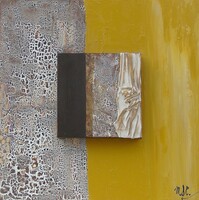 62-peinture et sculpture et pigments sur toile 40 x 40 cm