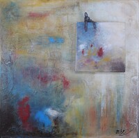 56-peinture et sculpture et pigments sur toile 60 x 60 cm