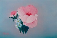 2a-Etude fleur acrylique sur carton toil&eacute; 41 x 27 cm